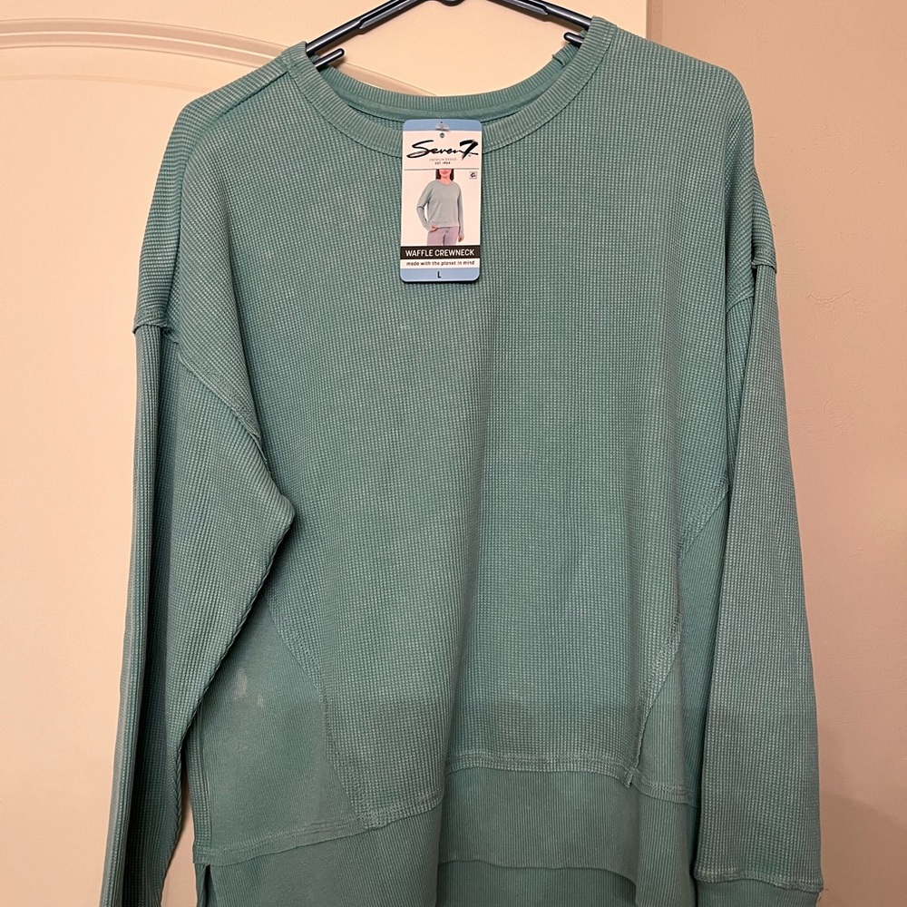 Seven7 Mint Green Ribbed Top